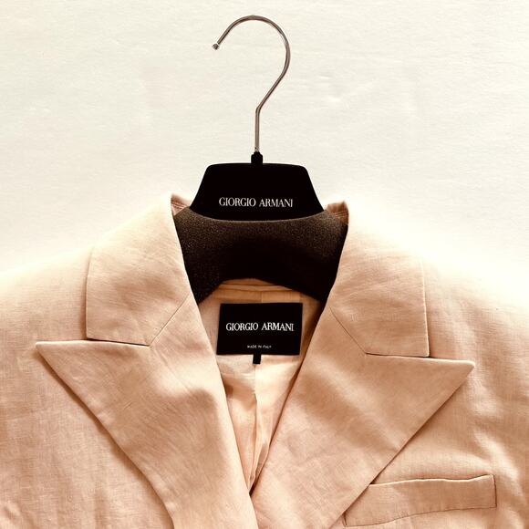 Giorgio Armani Ladies Linen Double Breasted IT 48 US 12 Blazer Blush Pink - Picture 13 of 14